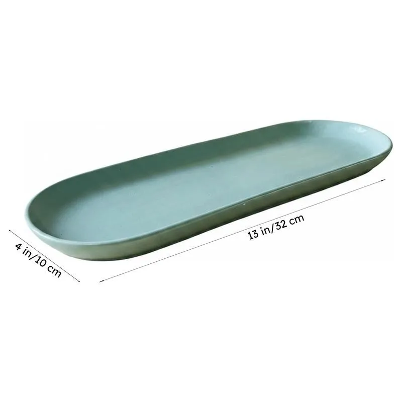 Oval Ceramic Platter - Green media 8