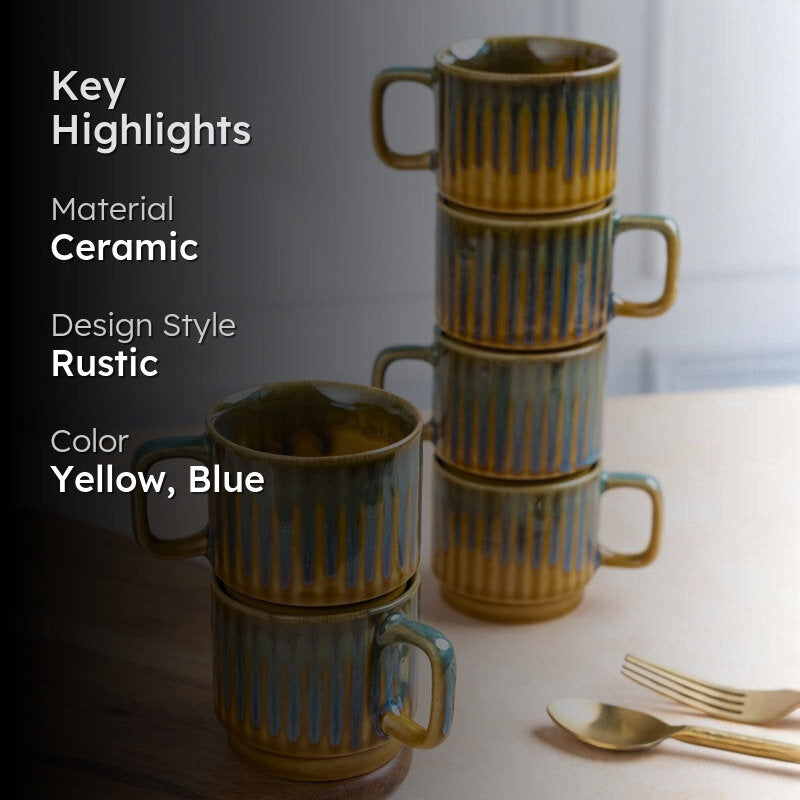 Cerava Ceramic Tea Cup (150 mL Each) -  Set of Six media 2