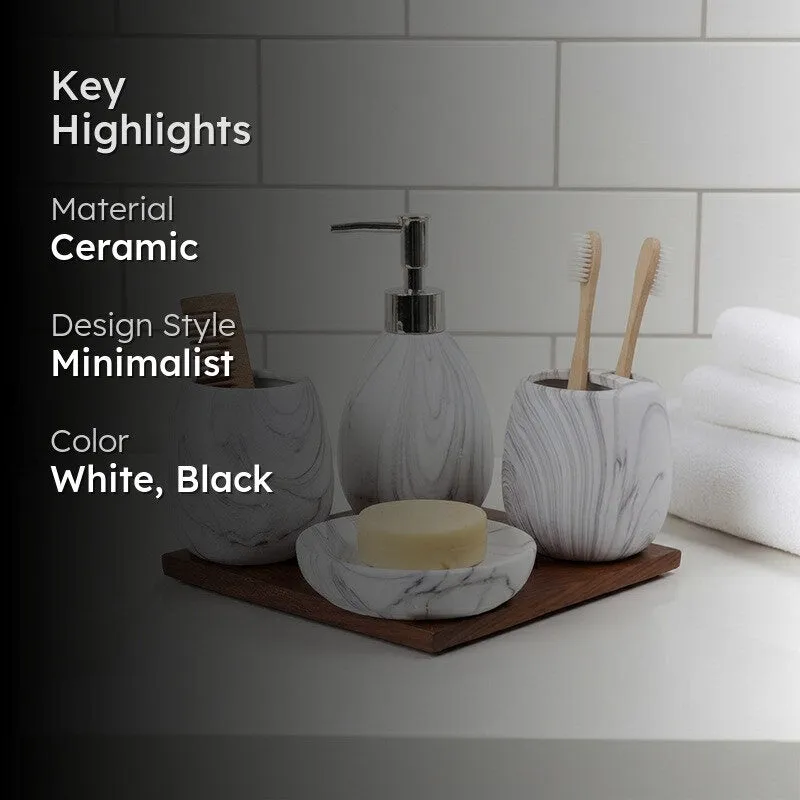 AquaSculpt Ceramic Bathroom Set - Four Piece Set media 2