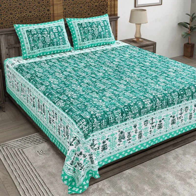 Arton Cotton Bedsheet (Green) - 240 TC media 1