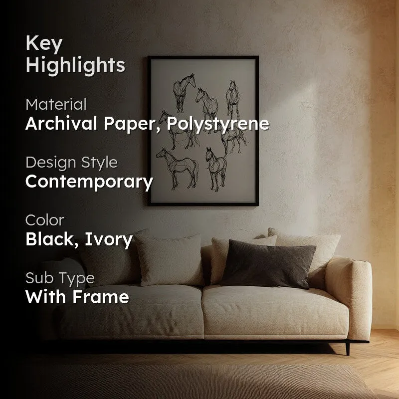 Contemporary Horse Wall Painting With Black Frame media 2