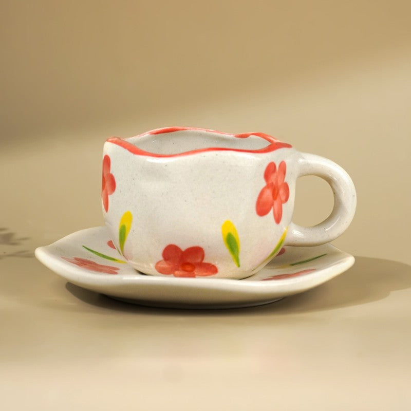 Floral Ceramic Coffee Mug (290 mL) - Two Piece Set media 3