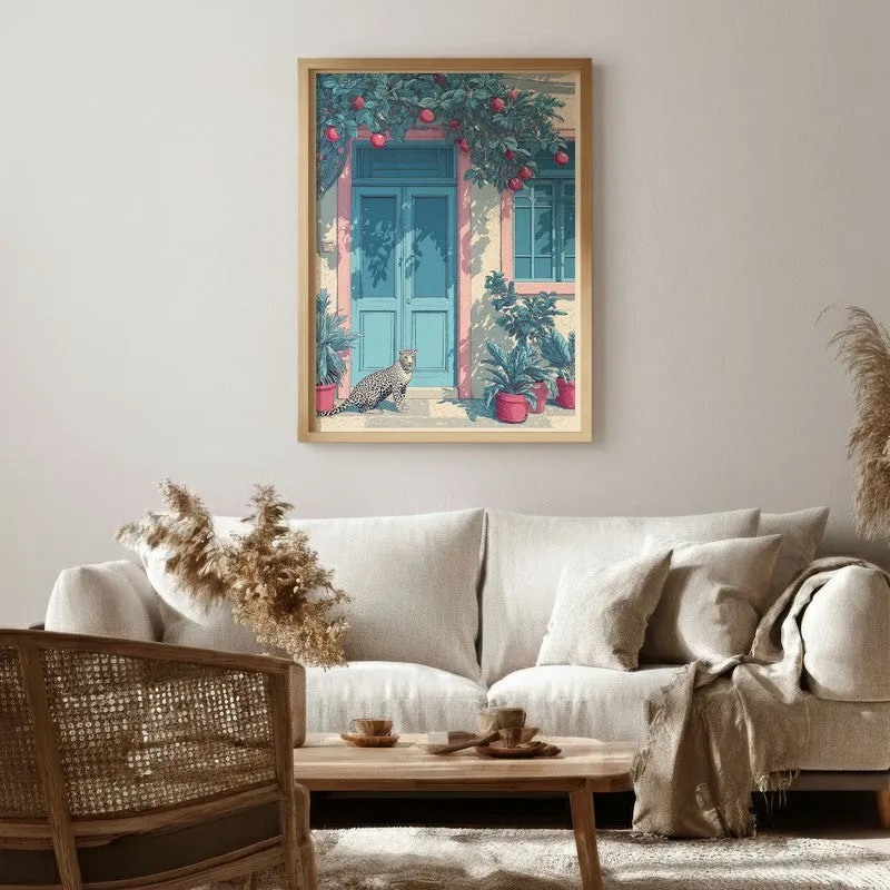 Serenique Floral Entrance Illustration Canvas Wall Painting With Brown Frame media 6