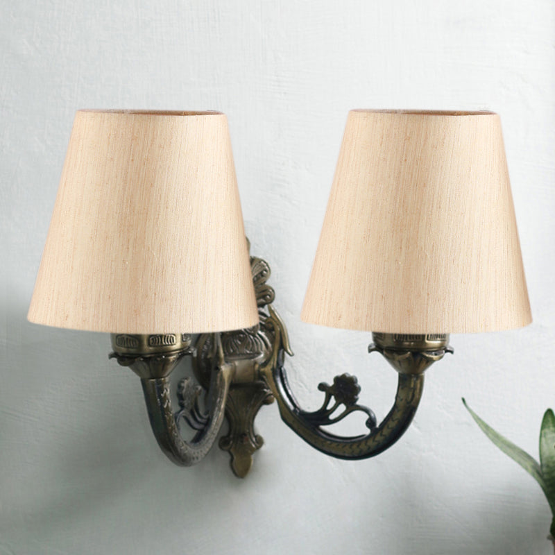 Vintage Duo Metal Wall Lamp - Beige & Metallic media 4
