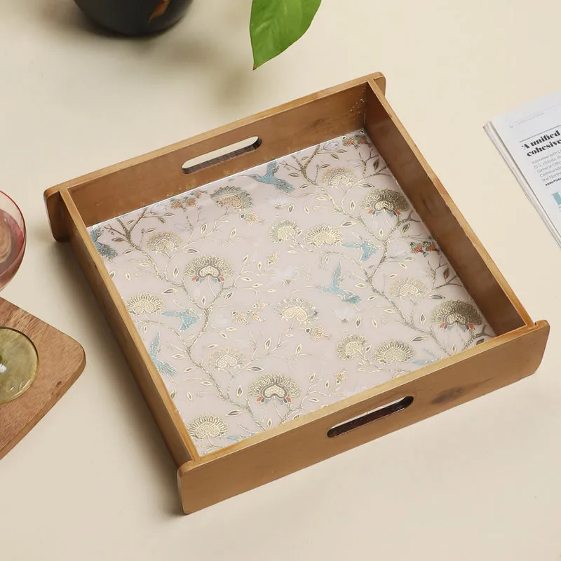 Blossom Glow Square Wooden Serving Tray media 1