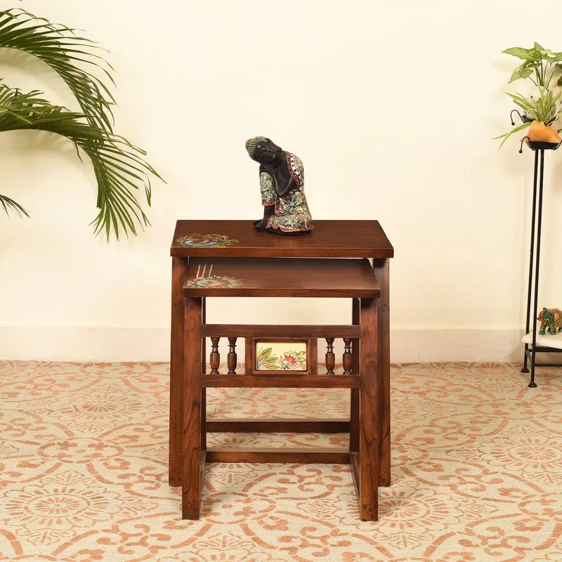 Milo Teak Wood Nesting Stools - Set of Two media 3