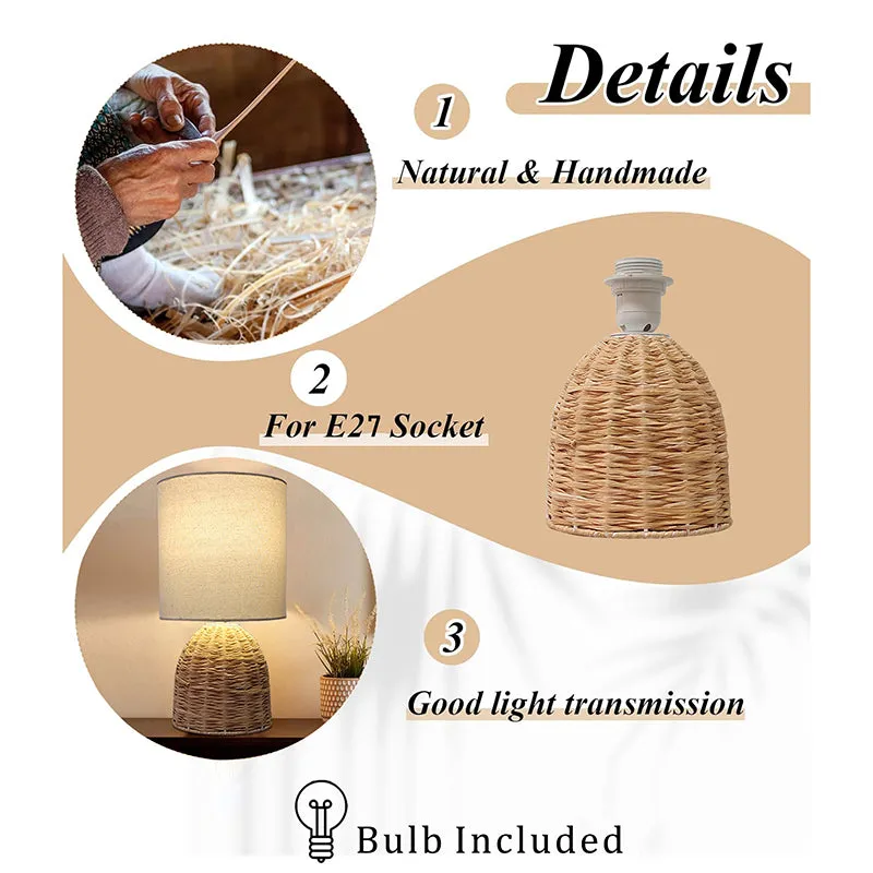 Palladian Curve Raffia Fabric Table Lamp - Beige,Brown media 4