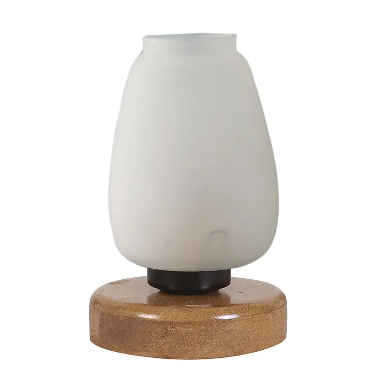 Skylyn Glass Table Lamp With Wooden Base - White media 5