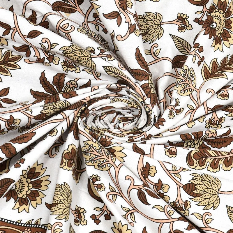 Craftet Cotton Bedsheet (Brown,White) - 240 TC media 5