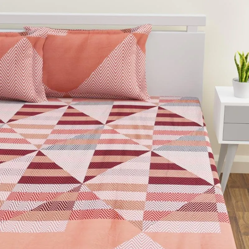 Pampee Printed Cotton Bedsheet (Coral) - 220 TC media 1
