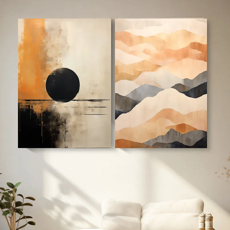 Eclipsed Hills Canvas Wall Art - Set Of Two media 1