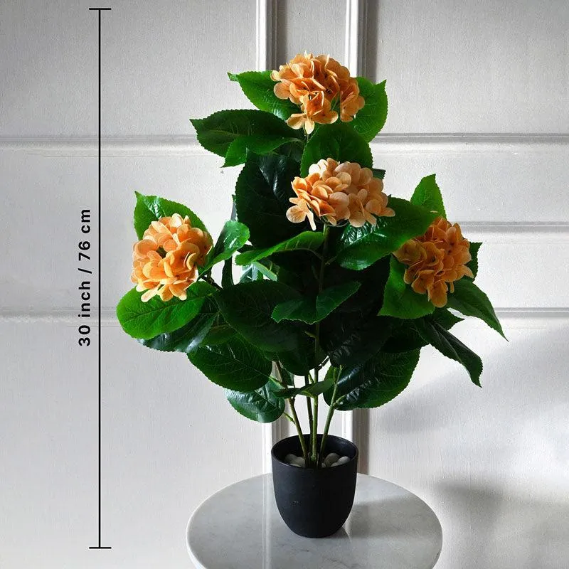 Faux Everlasting Hydrangea Plant With Black Plastic Pot (Yellow) - 76 cm (2.5 ft) media 5