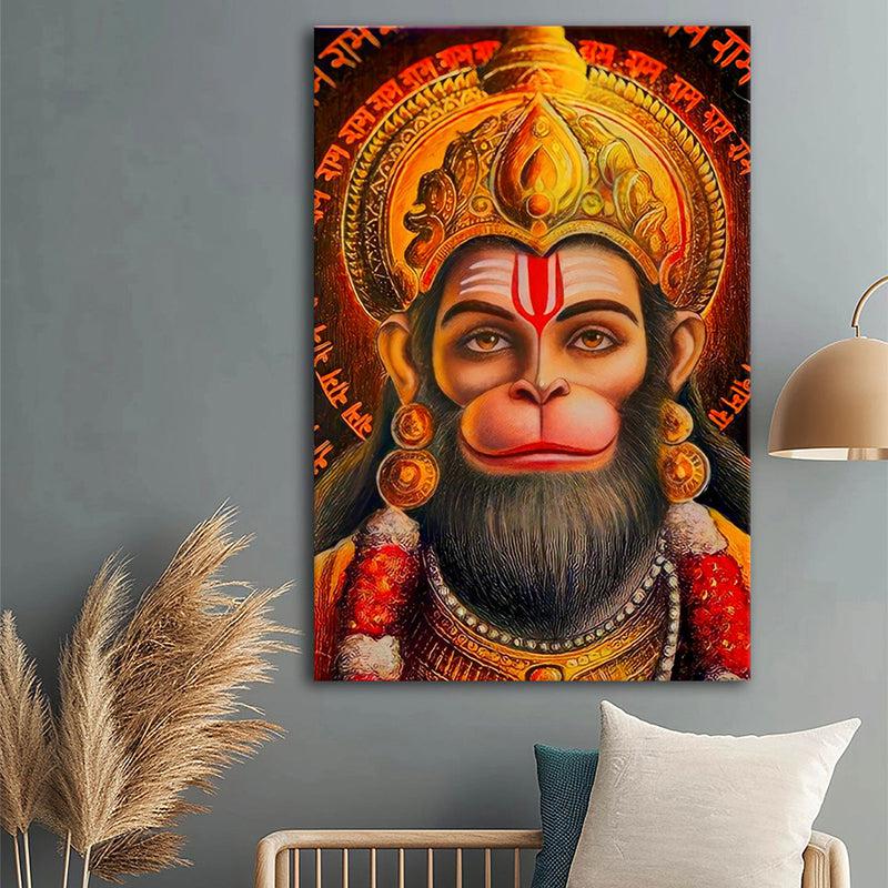 Hanuman's Gaze Poly Canvas Wall Painting
