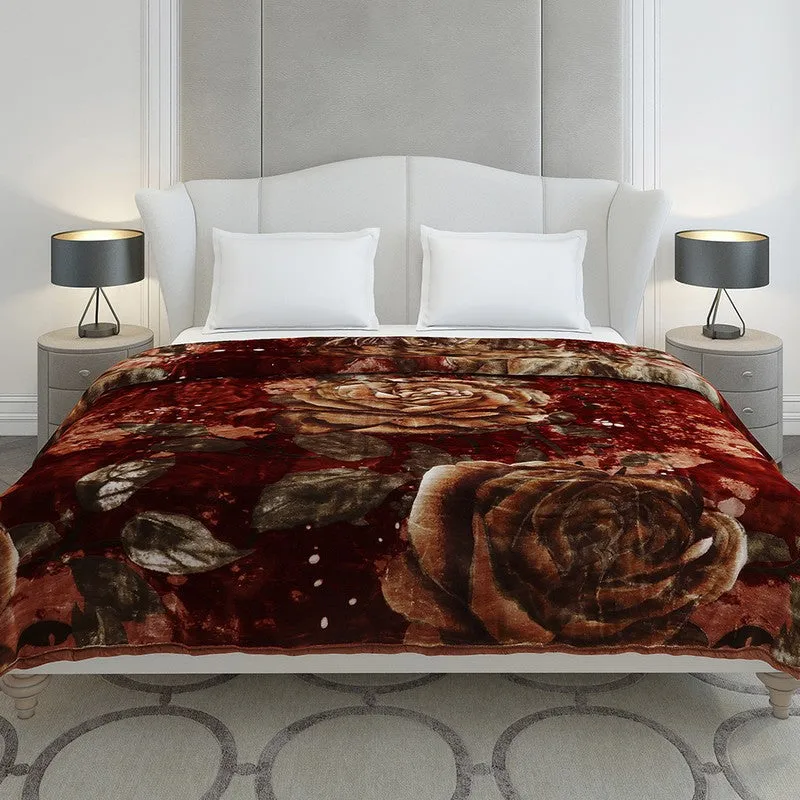 Monte Carlo Velvet Bloom Blanket (Maroon) - 947 GSM media 4
