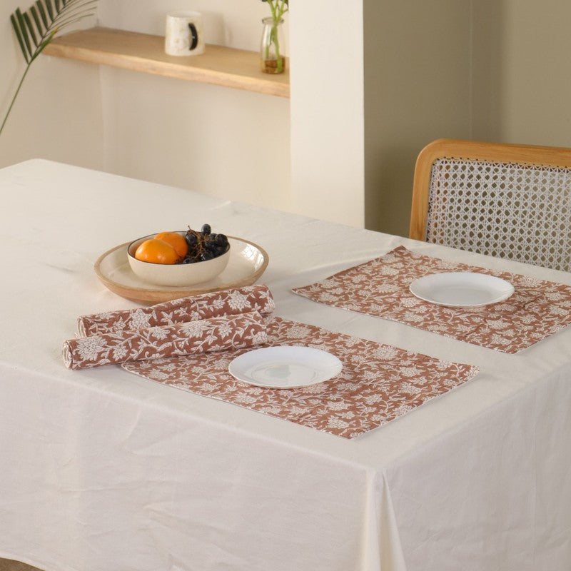 Rustic Indian Canvas Table Mats - Set Of Four