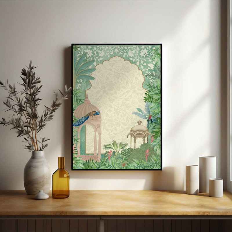Mehfil- e - Gul Framed Mughal Canvas Wall Painting media 5