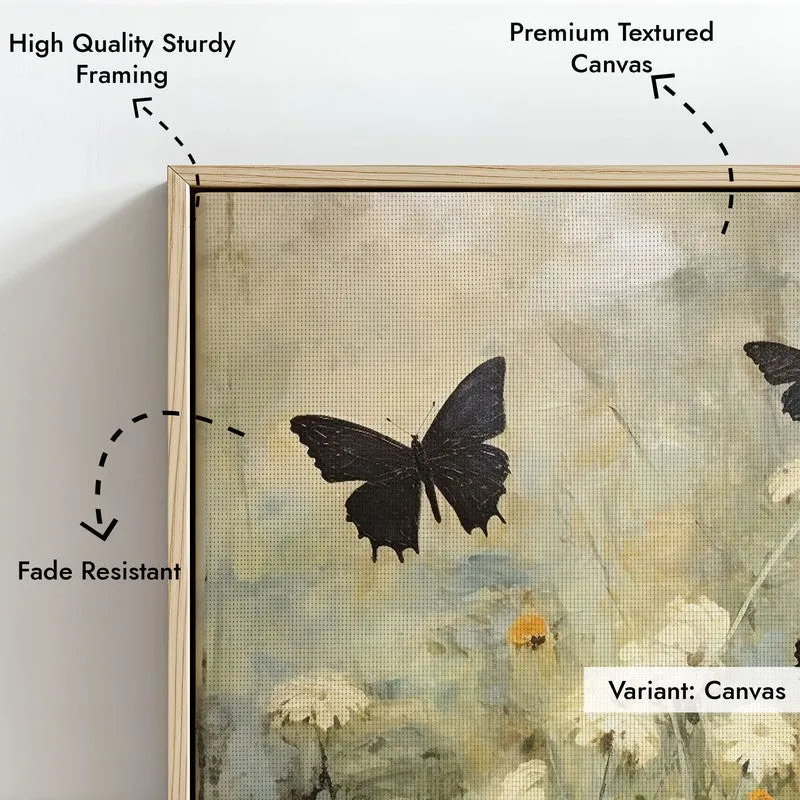 Black & White Butterfly Wall Art - Natural Brown Frame media 6