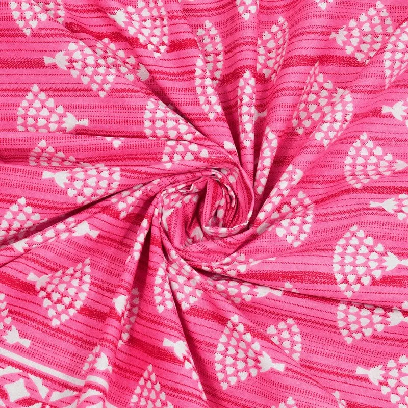 Craftis Cotton Bedsheet (Pink,White) - 240 TC media 5