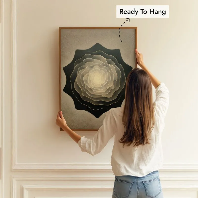 Whispering Layers Archival Paper Wall Painting With Brown Frame media 4