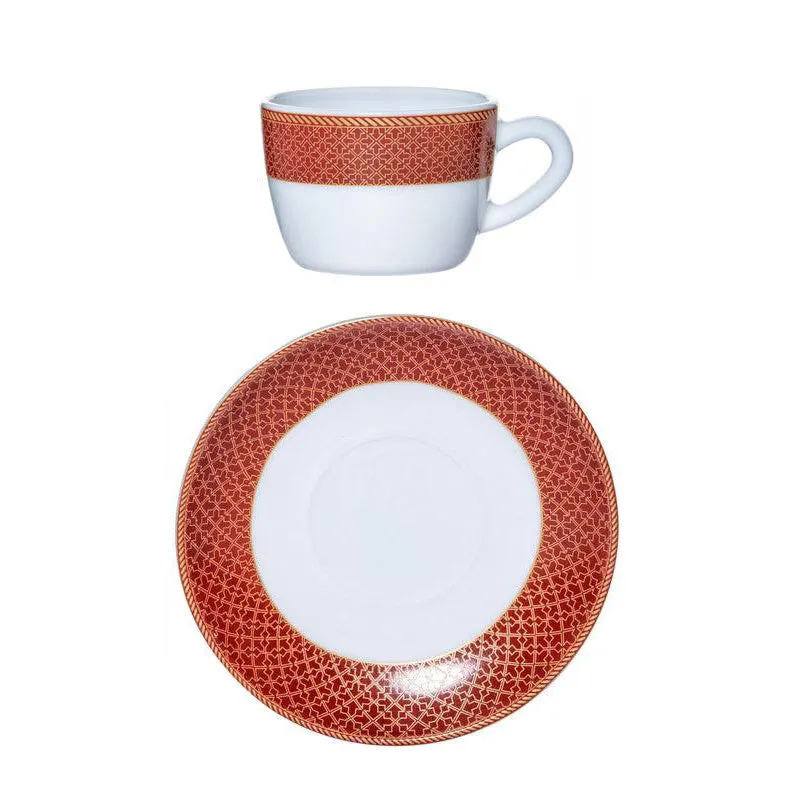 Cello Gingera Ethnic Red Cup & Saucer (130 ML) - Twelve Piece Set media 5