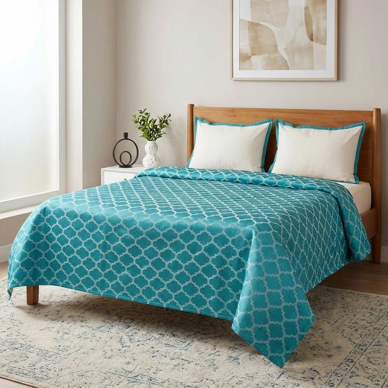 Axis Aura Cotton Bedsheet (Blue) - 224 TC media 1