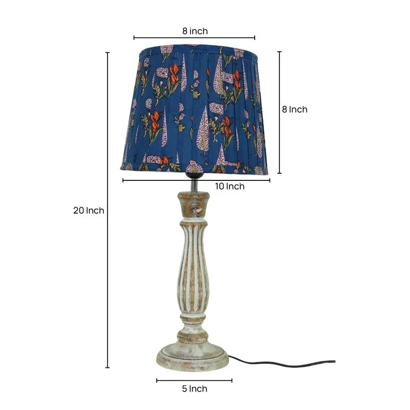 Sapphire Flora Wooden Base Cotton Table Lamp - Multicolor media 5