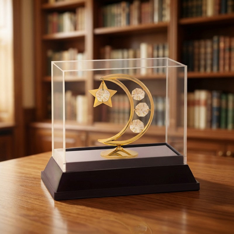 Silver Cresent 24K Gold Plated Mild Steel Showpiece