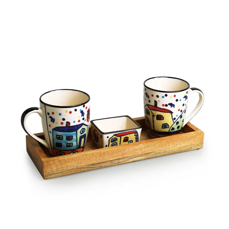 Coastal Cottage Handpainted Ceramic High Tea Set (270 ML & 80 ML) - Four Piece Set media 4