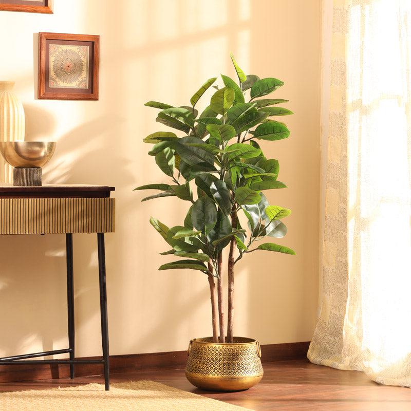 Artificial Realistic Rubber Tree With Black Plastic Pot - 3.9 Feet media 6