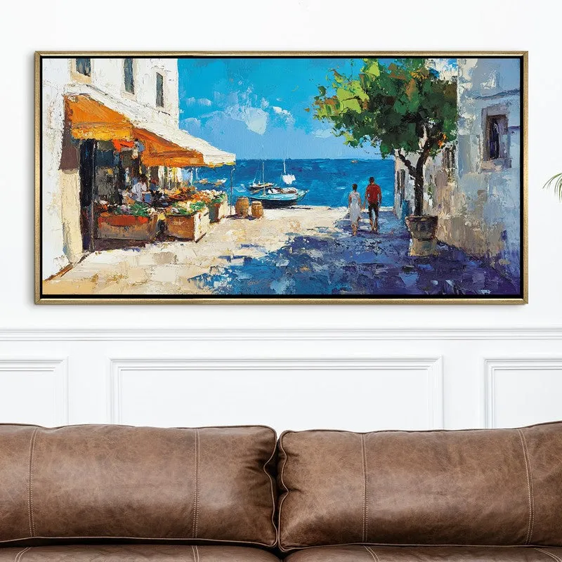 Brushstrokes of Blue Wall Painting With Frame media 4