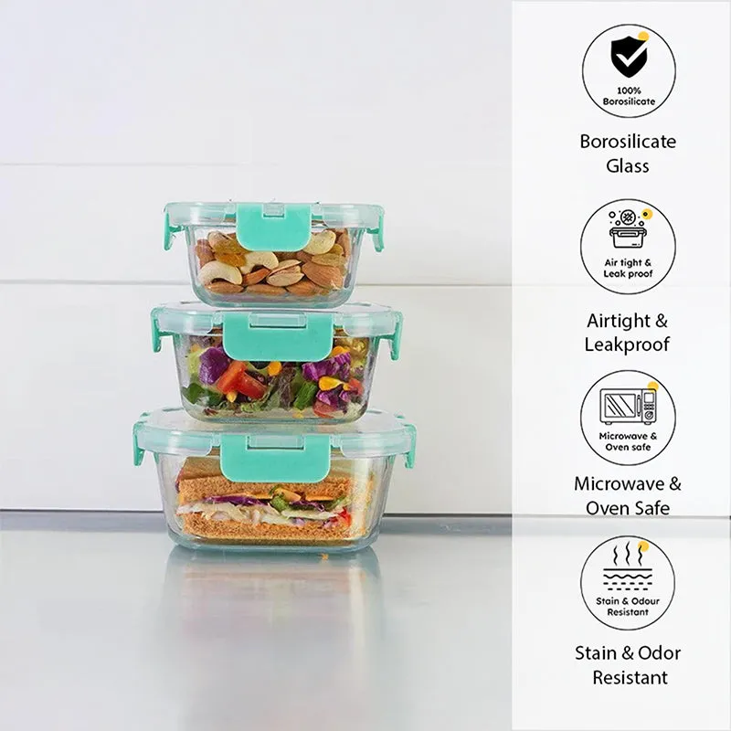 Crusade Square Glass Container (310, 520 & 800 ML) - Set Of Three media 1
