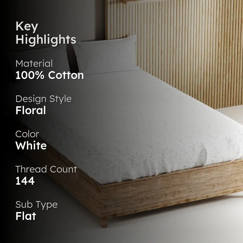 Elvoro Cotton Bedsheet (White) - 144 TC media 2