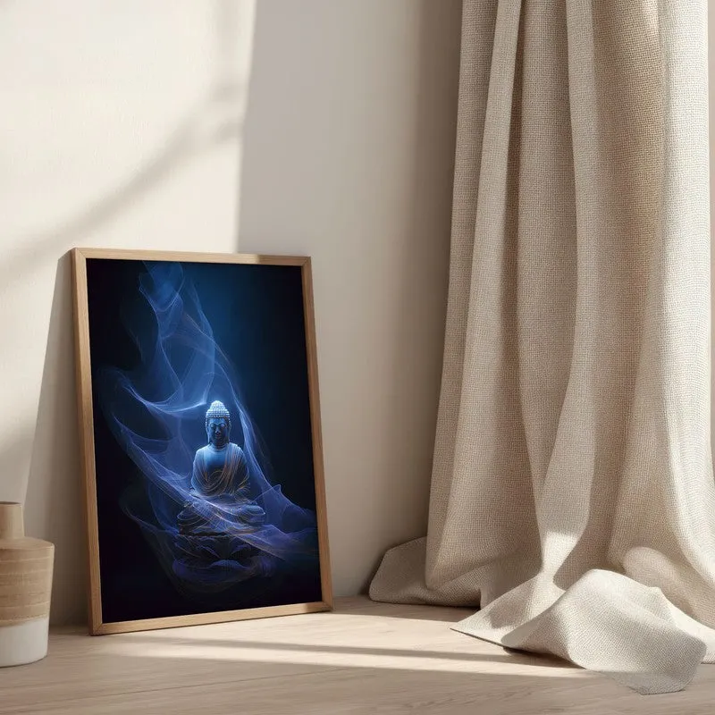 Ethereal Buddha Archival Paper Wall Painting With Brown Frame media 3