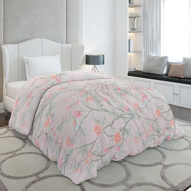 Monte Carlo Rosevia Floral Polyester Reversible Comforter (Peach) - 120 GSM media 1