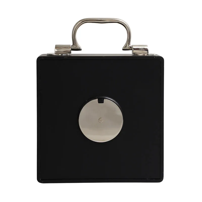 Suitcase Table Clock - Black & Silver media 4