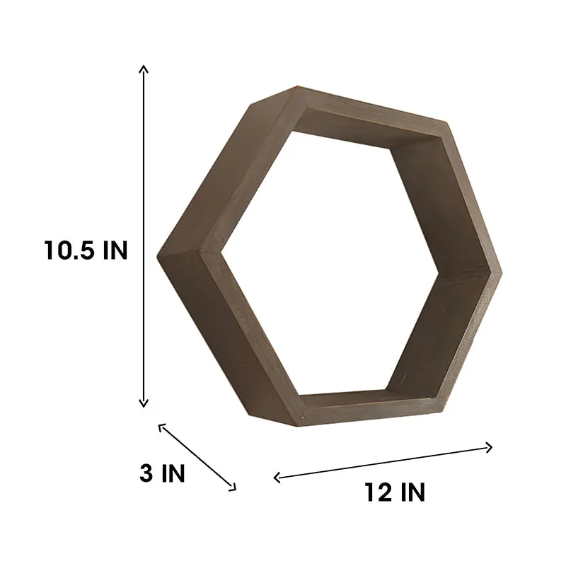 Loftia III Hexagonal Shaped Wooden Wall Shelves - Set of 3 media 6