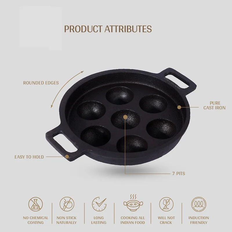 Loha Pod Cast Iron Paniyaram Pan - 22 cm media 4