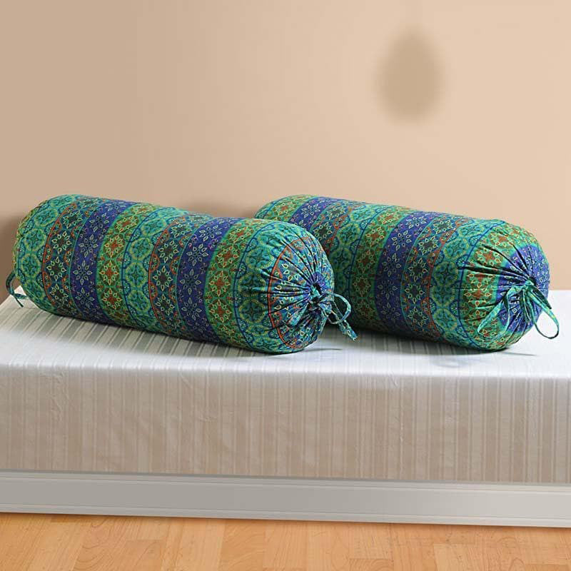 Swayam Festive Turquoise Bolster Cover - Set Of Two media 6