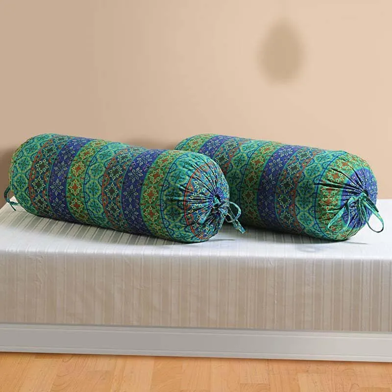 Swayam Festive Turquoise Bolster Cover - Set Of Two media 6