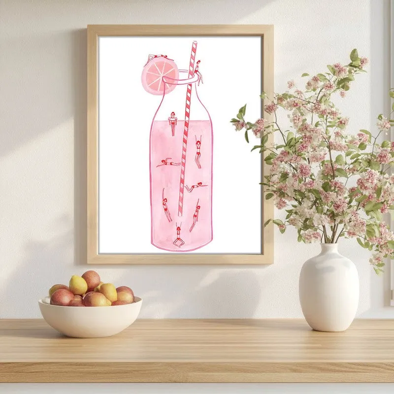 Summer Bloom Sip Archival Canvas Wall Art - Brown media 1