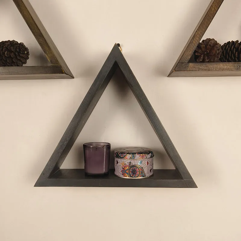 Noirwood III Triangular Set of 3 Wooden Wall Shelves media 7