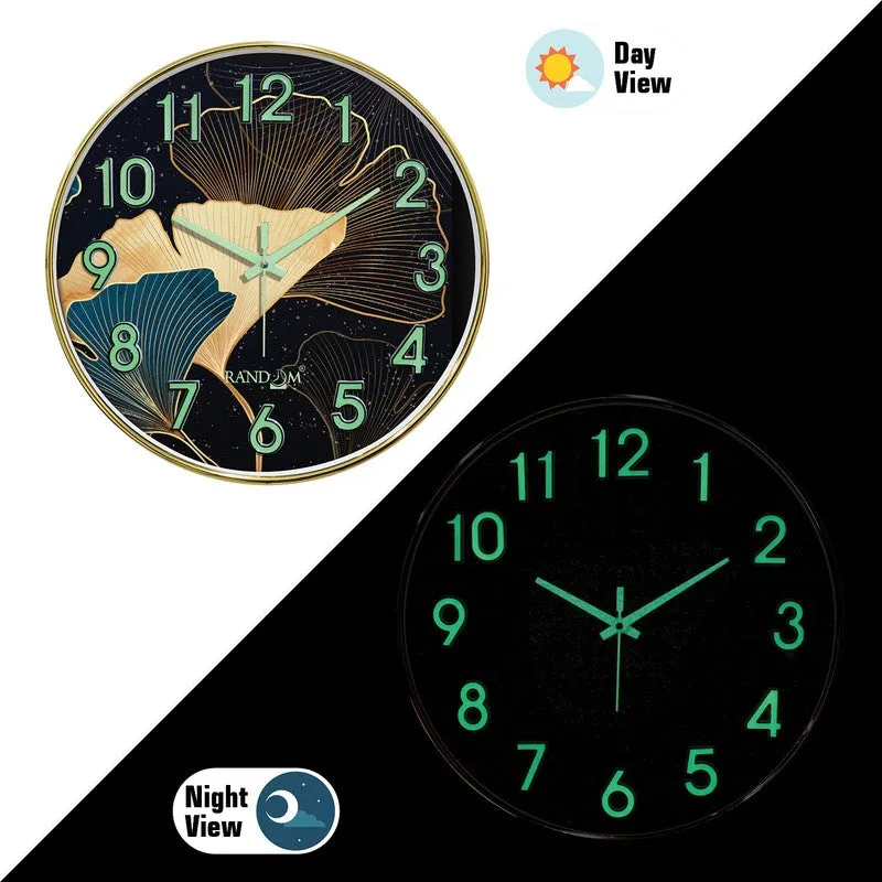 Florin Round Floral Plastic Wall Clock - Black & Gold media 4