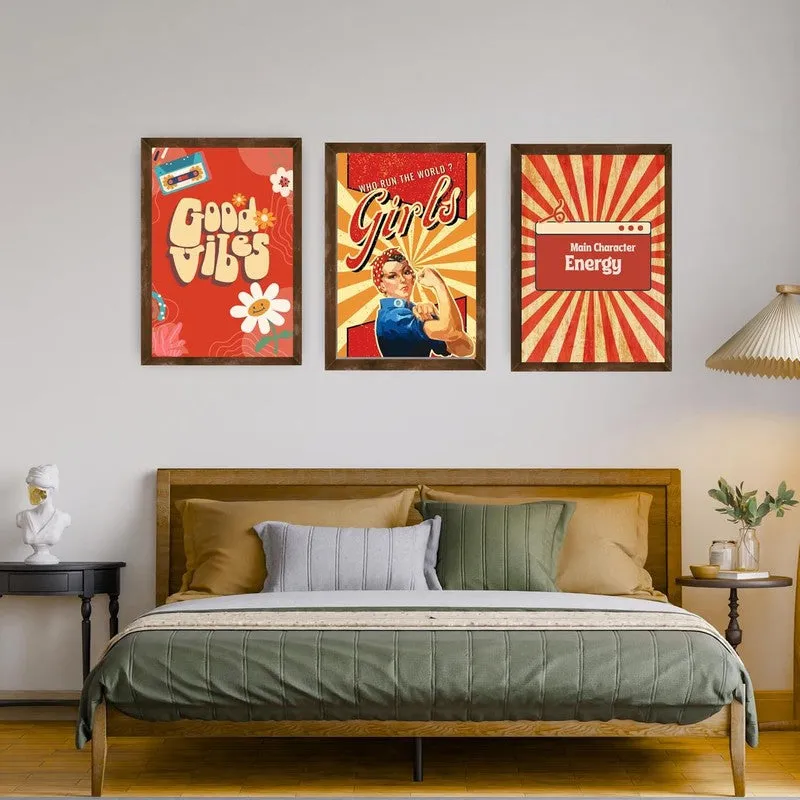 Retro Boost Paper Wall Painting With Frame - Brown media 1