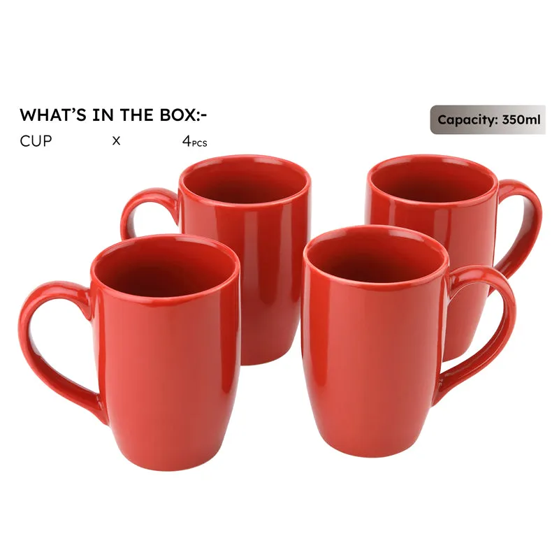 Kopi Ceramic Coffee Mug (Red/350 mL Each) - Set Of Four media 5