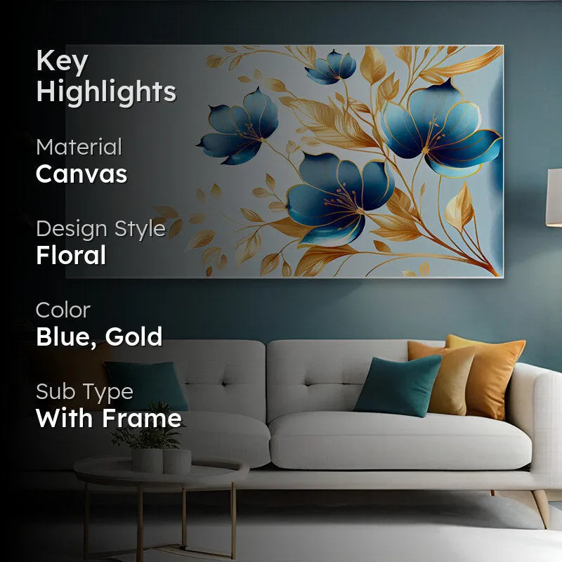 Magna Blue Floral Canvas Wall Painting media 2