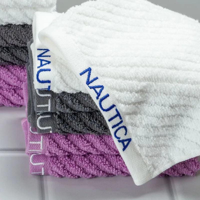 Nautica Riviera Soft Cotton Hand & Face Towel (White,Lilac & Dark Grey) - Set Of Twelve media 4
