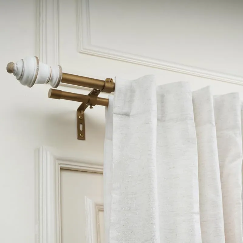Chisel Bloc Duo Extendable 1" Double Curtain Rod With Oval Finial & Brackets media 3