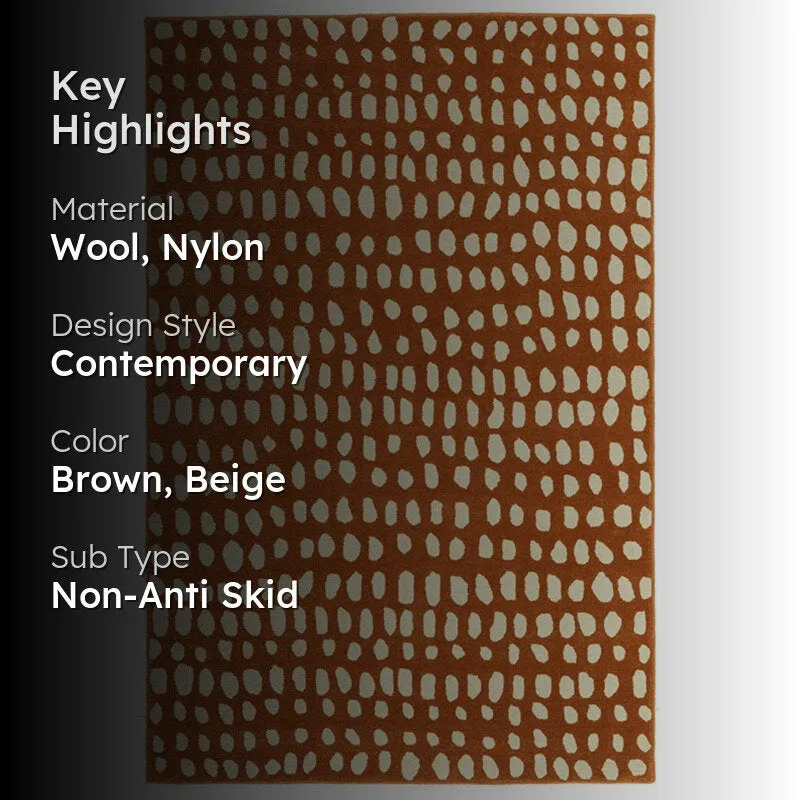 Elatus Hand Tufted Abstract Wool & Nylon Carpet - Brown & Beige media 2