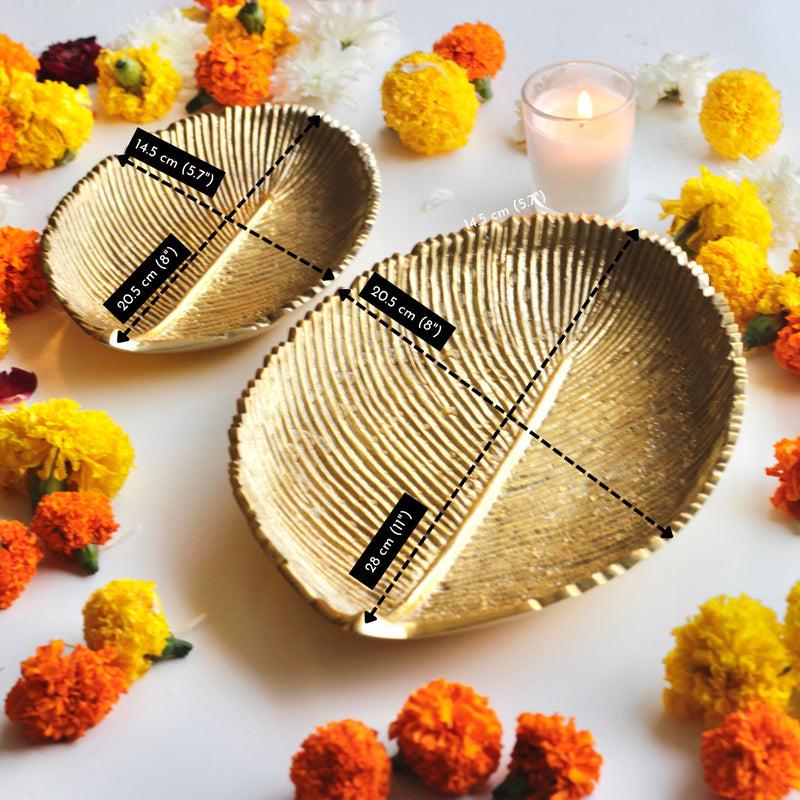 Festive Leafy Aluminum Platter - Set of Two media 3