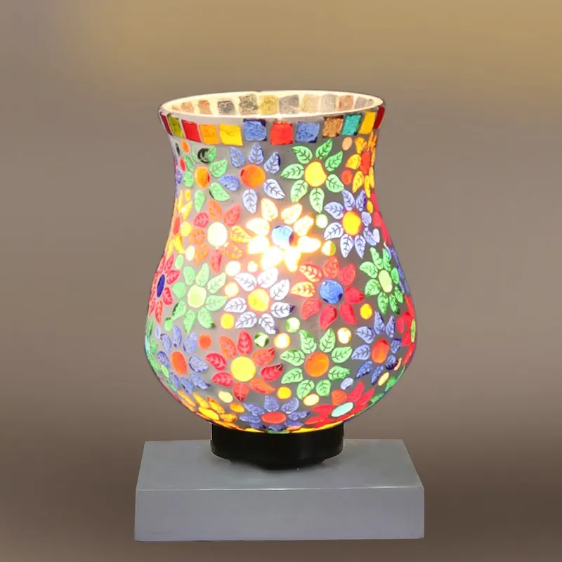Emberra Mosaic Glass Table Lamp With Wooden Base - Multicolor media 7